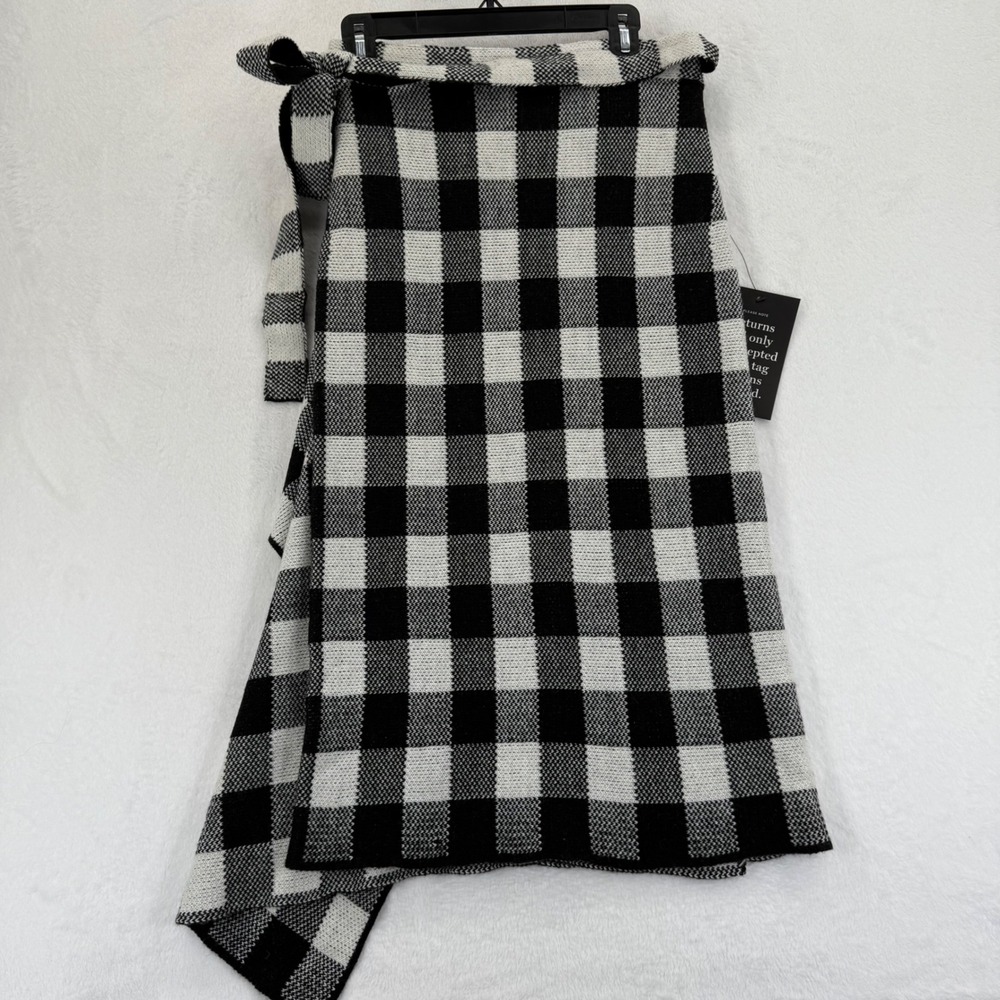Pomander Place Black‎ White Gingham Knit Wrap Skirt Women's Size M - Picture 4 of 9